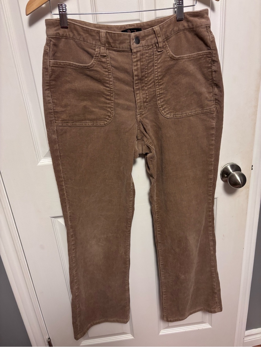 Quince Organic Stretch Corduroy Flare Pants Warm Brown Crop Wide Leg 8